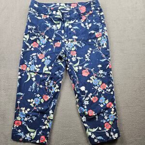 Floral Capri Pants St Johns Bay Size 8 Blue Red Garden Cottage Spring